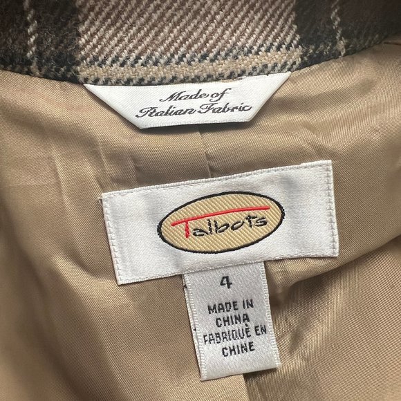 Vintage Plaid Tartan Wool Belted Oversized Blazer Jacket Pea Coat Preppy Fall - Picture 5 of 7